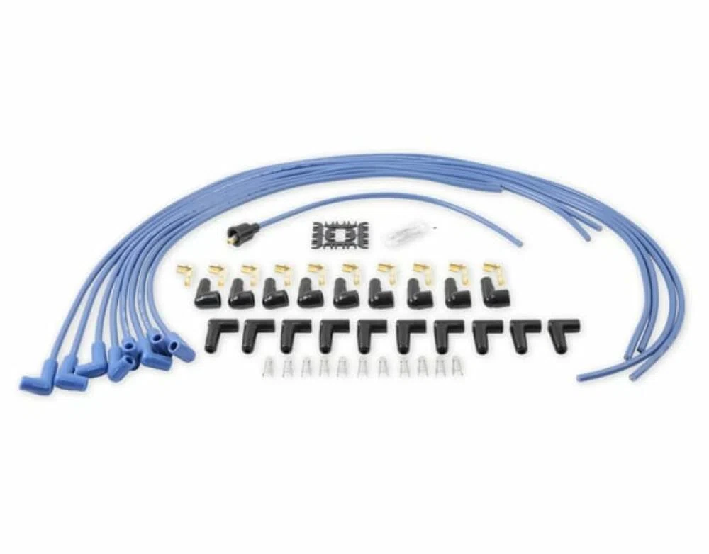Spark Plug Wire Set- 8mm - Blue Wire with Blue 90 Deg Boots - 4041B